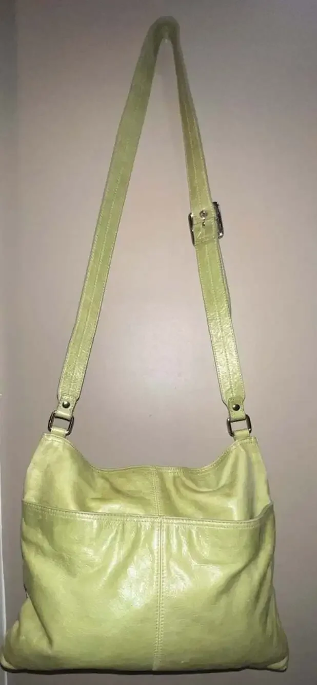 Hobo Lime Green Leather Shoulder Bag Crossbody